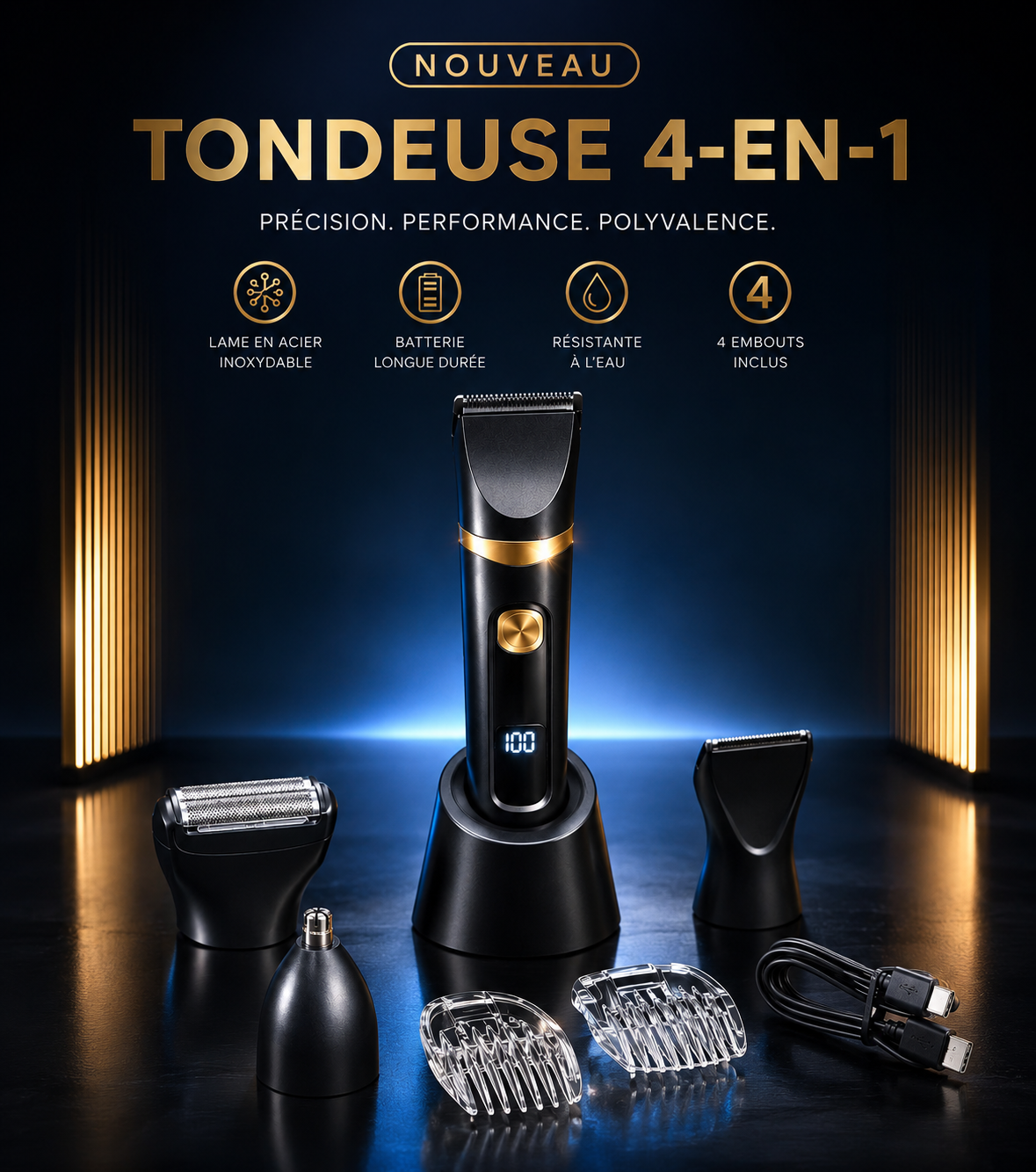 Kit tondeuse 4en1 - anti coupe - waterproof